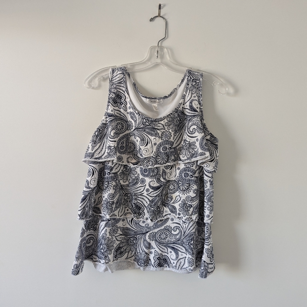 Dressbarn Elegant Petite Paisley Print Sleeveless Layered Tank Top Women's PL